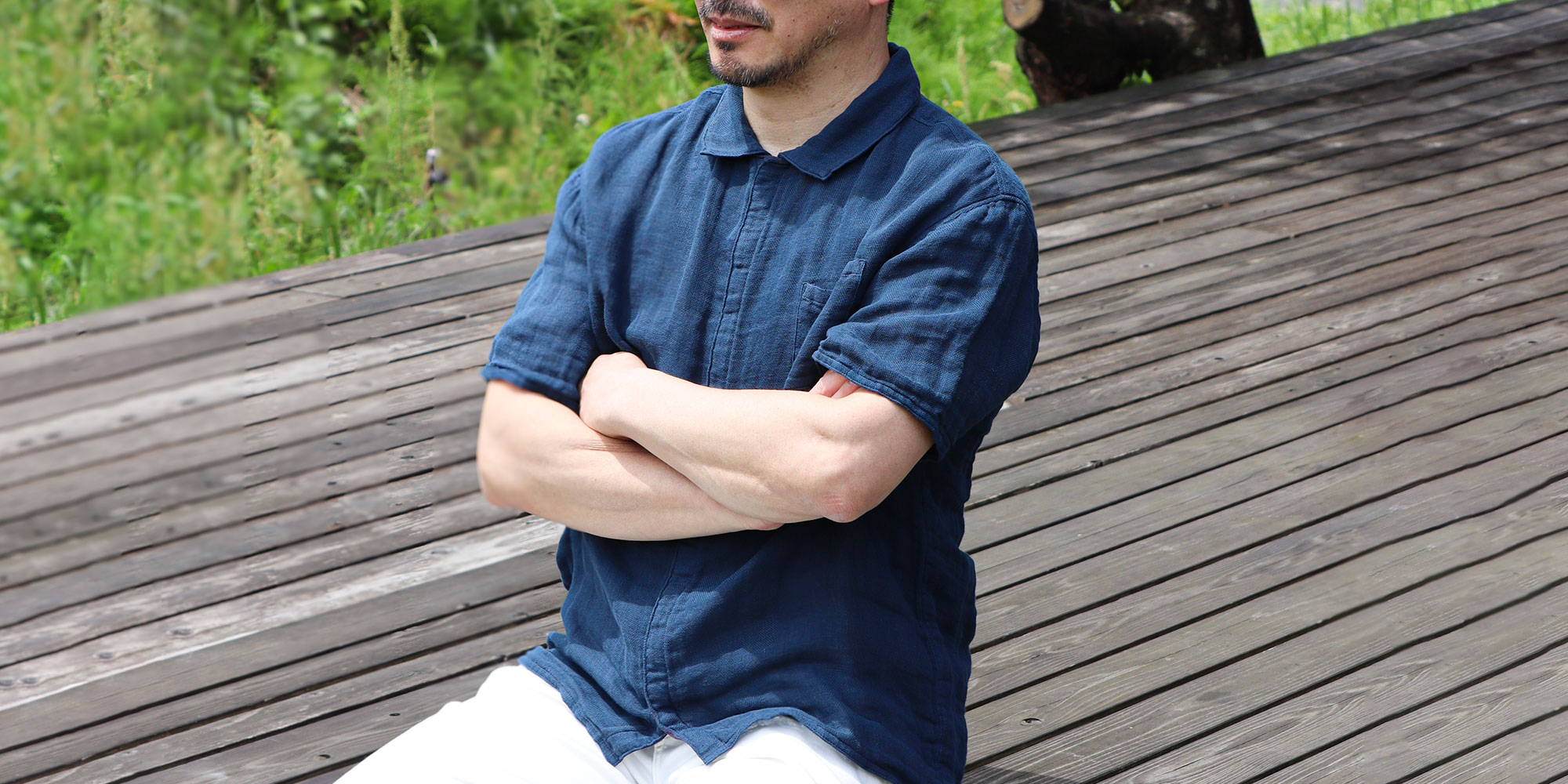 蚊帳襟付きシャツ