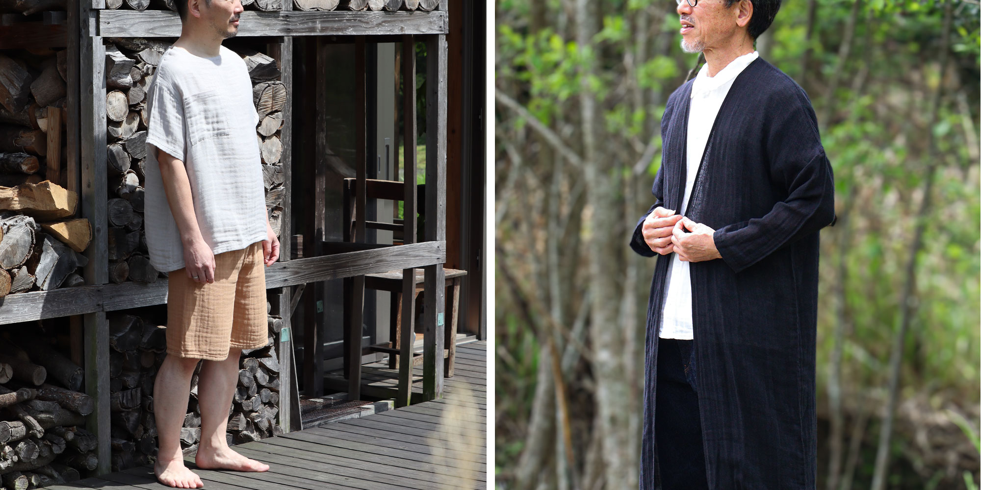 縞バッグと蚊帳の日常着