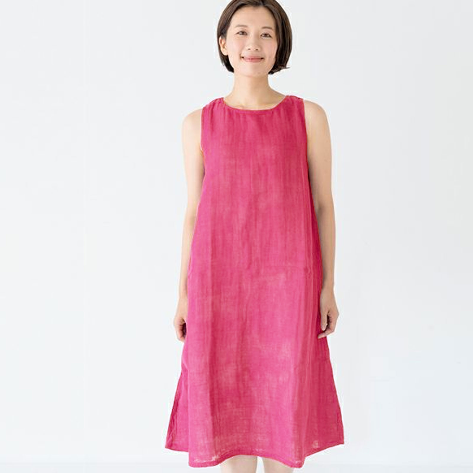 ノースリーブワンピース ぼたん