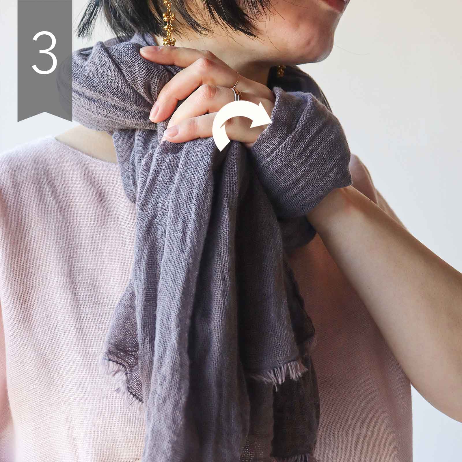 綿100%ストールのミラノ巻き手順3