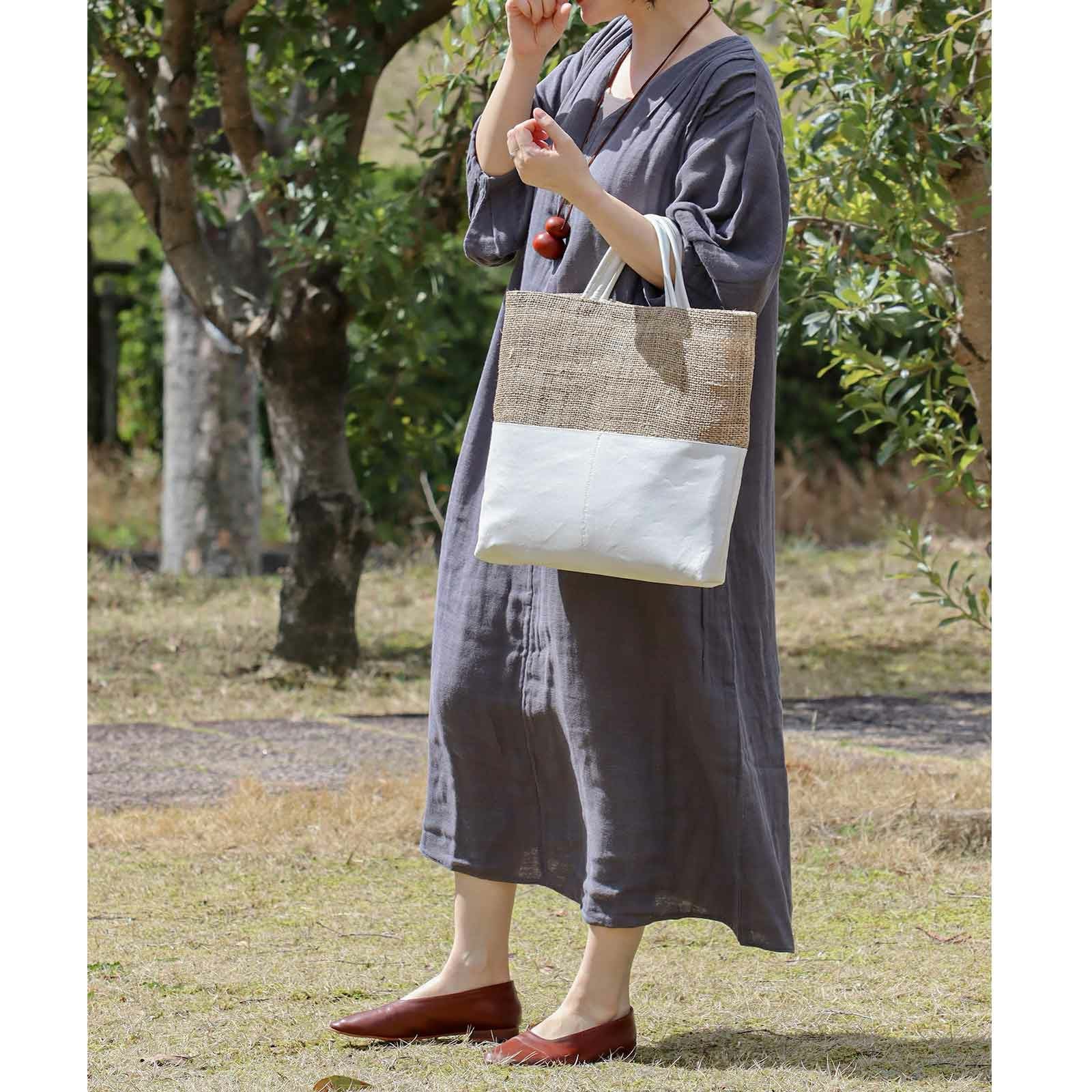 商大カバン ざっくり麻スクウェアバッグ｜BAN INOUE