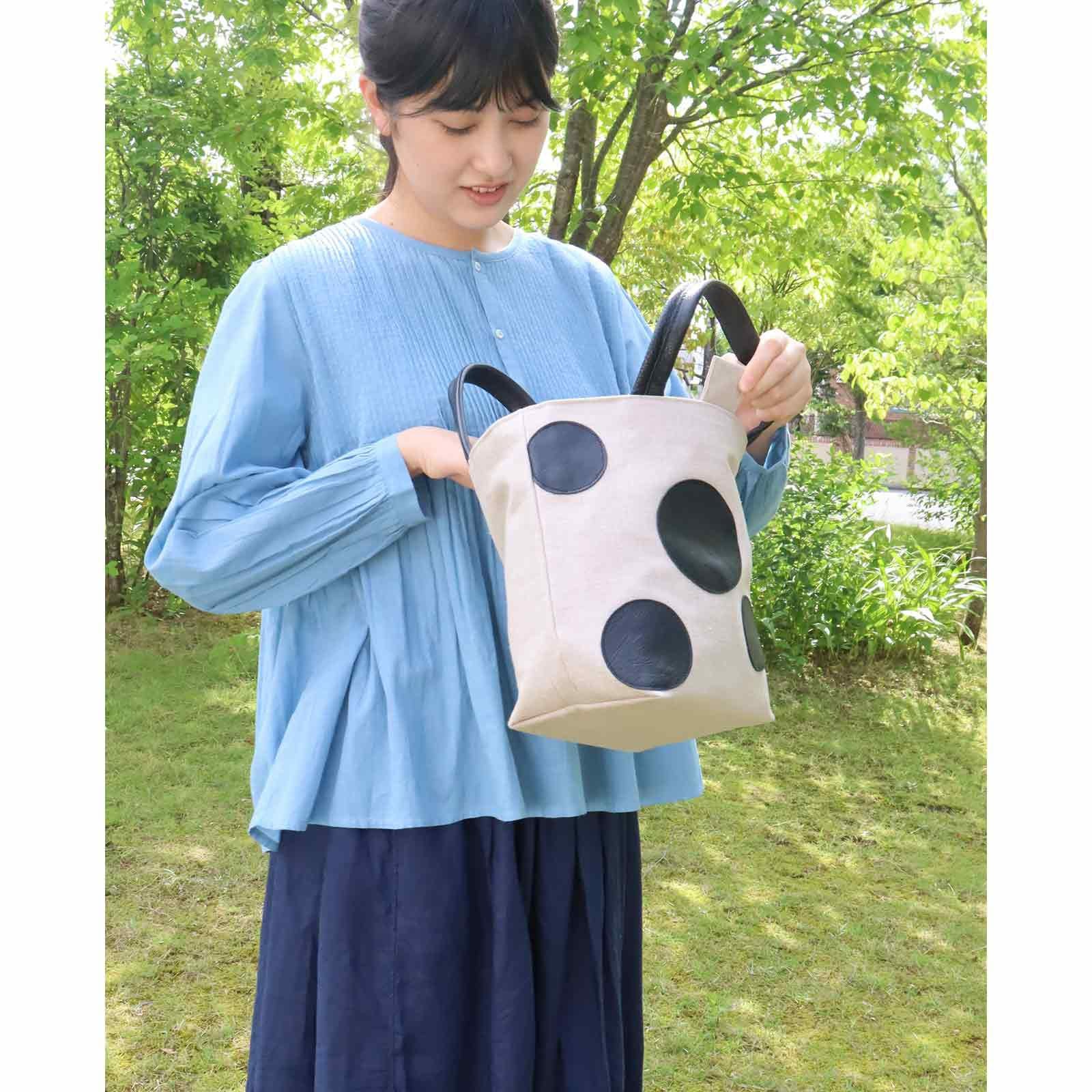 Bad Blue ブラウン 水玉模様 ハンドバッグ 革の水玉トートバッグ（小）｜BAN INOUE