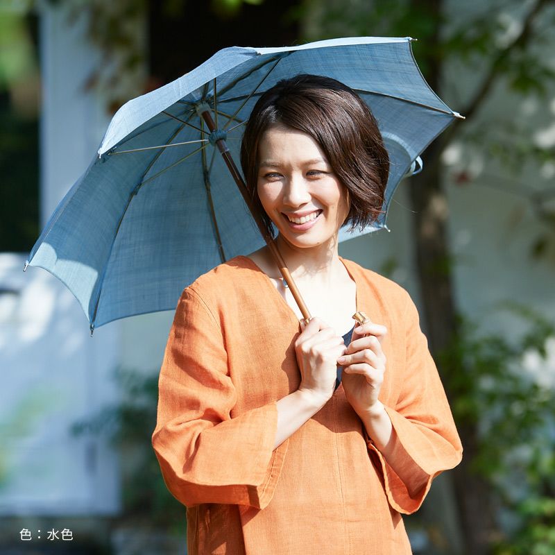 手織り麻ショート日傘｜BAN INOUE